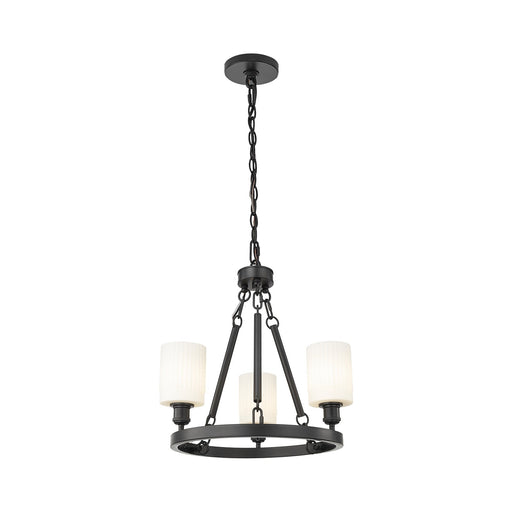 Innovations Hadley 23in 3-Light Mini Chandelier | Industrial Matte Black Steel and Matte White Glass | Kitchen Island & Dining Room | Model 820-BK-G341
