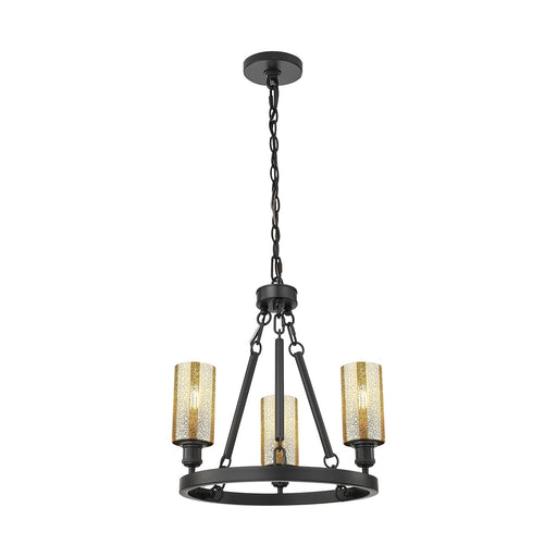 Innovations Crown Point 22in 3-Light Mini Chandelier | Industrial Matte Black Steel and Mercury Glass | Dining Room & Kitchen | Model 820-BK-G434-7ME