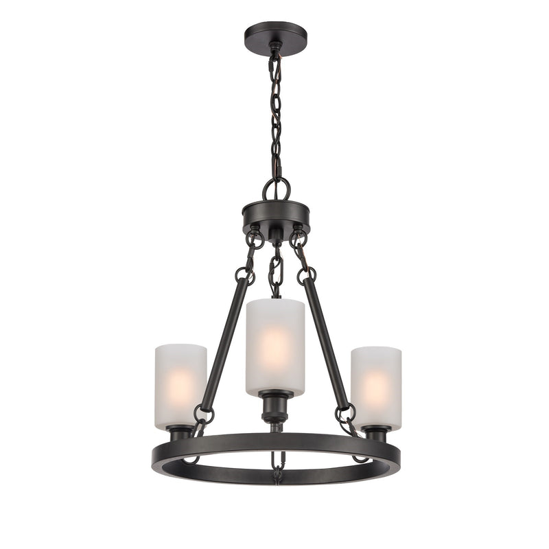 Innovations Clymer 20in 3-Light Mini Chandelier | Industrial Matte Black Steel and Matte White Glass | Kitchen Island & Dining | Model 820-BK-G801-LED