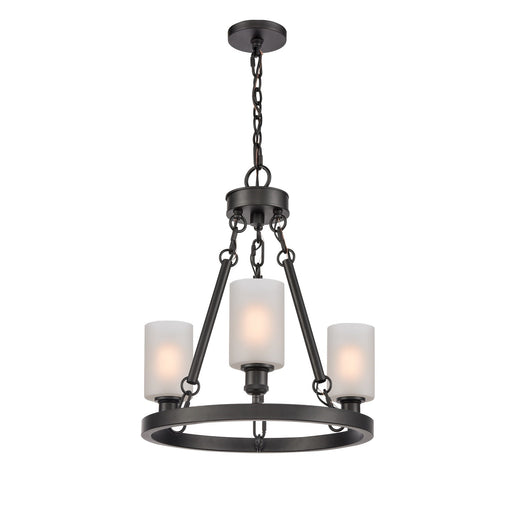 Innovations Clymer 20in 3-Light Mini Chandelier | Industrial Matte Black Steel and Matte White Glass | Kitchen Island & Dining | Model 820-BK-G801-LED