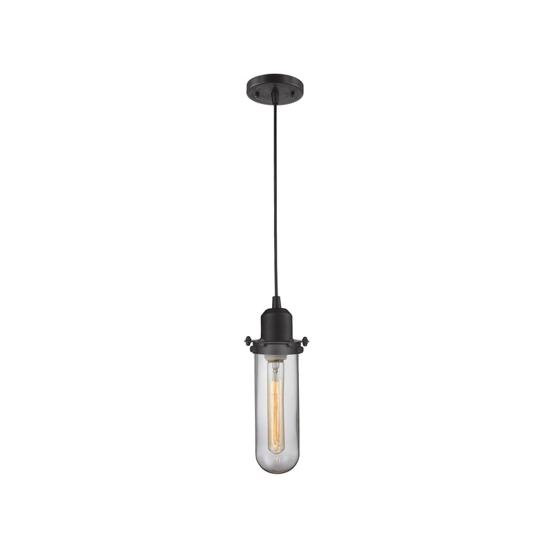 Innovations Centri 5in 1-Light Mini Pendant | Industrial Matte Black Steel and Clear Glass | Kitchen Island & Dining Room | Model 900-1P-BK-CE228-BK-CL