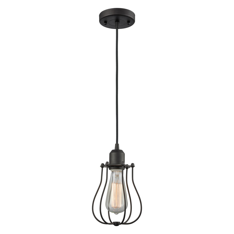 Innovations Muselet 1-Light Mini Pendant | Industrial Matte Black Steel and Cast Brass with Matte Black Metal Shade | Model 900-1P-BK-CE513-BK-LED