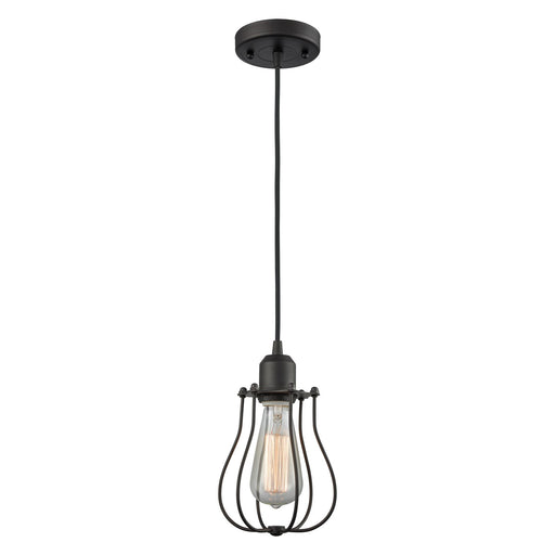 Innovations Muselet 1-Light Mini Pendant | Industrial Matte Black Steel and Cast Brass with Matte Black Metal Shade | Model 900-1P-BK-CE513-BK-LED