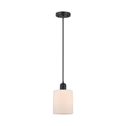 Innovations Cobbleskill 5in 1-Light Mini Pendant | Industrial Matte Black Steel and Matte White Glass | Kitchen Island & Dining | Model 900-1P-BK-G111