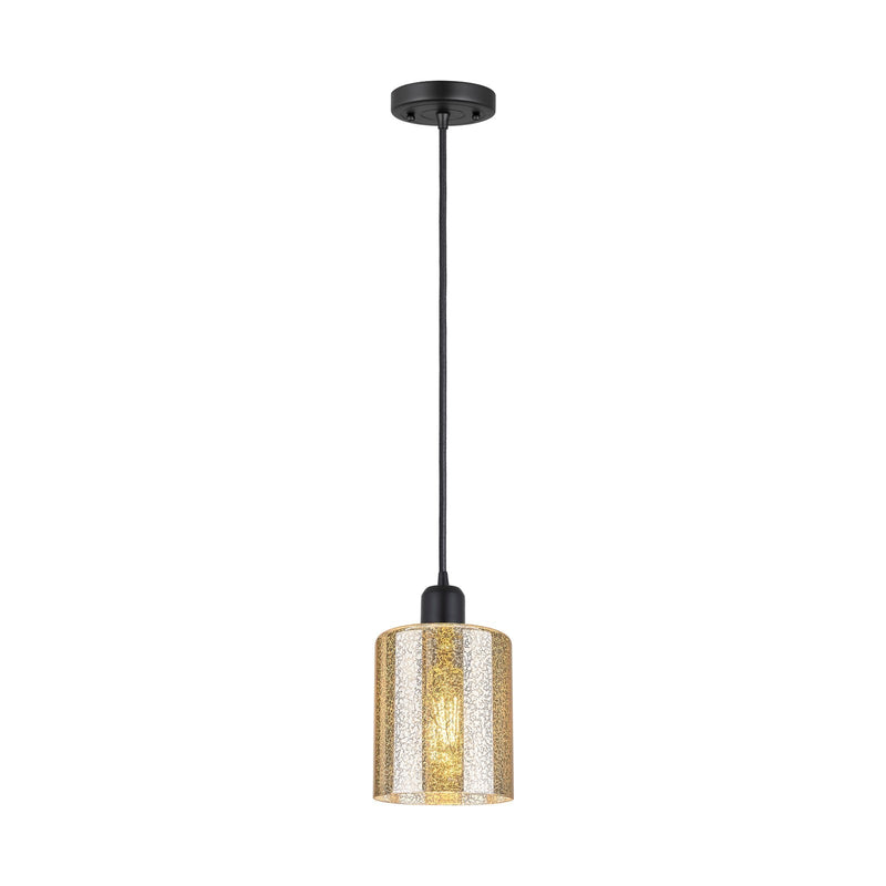 Innovations Cobbleskill 5in 1-Light Mini Pendant | Industrial Matte Black Steel and Mercury Glass | Kitchen Island | 5 x 5 x 9 in | Model 900-1P-BK-G116