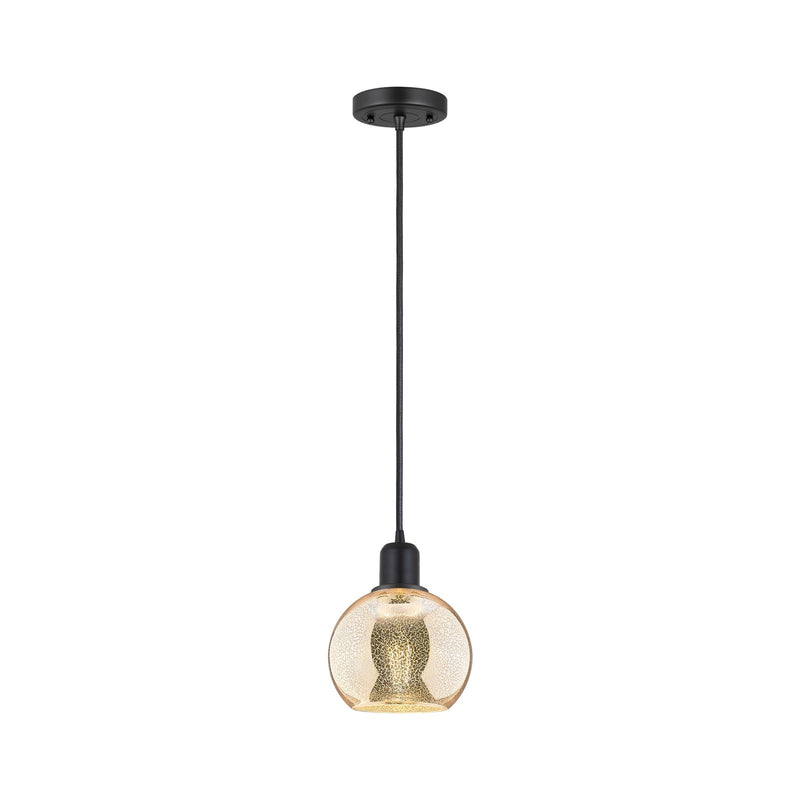 Innovations Athens 6in 1-Light Mini Pendant | Industrial Matte Black Steel and Mercury Glass | Kitchen Island | Model 900-1P-BK-G128-6