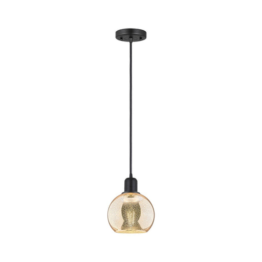 Innovations Athens 6in 1-Light Mini Pendant | Industrial Matte Black Steel and Mercury Glass | Kitchen Island | Model 900-1P-BK-G128-6