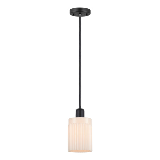 Innovations Hadley 4.5in 1-Light Mini Pendant | Industrial Matte Black Steel and Matte White Glass | Kitchen Island | Model 900-1P-BK-G341