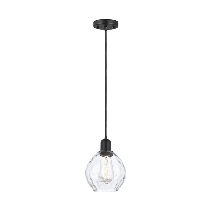 Innovations Waverly 6.25in 1-Light Mini Pendant | Industrial Matte Black Steel and Clear Glass | Kitchen Island & Dining Room | Model 900-1P-BK-G362