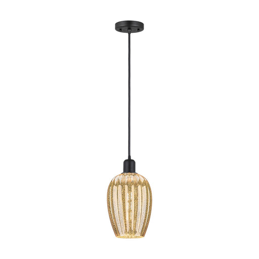 Innovations Preston Flute 6in 1-Light Mini Pendant | Industrial Matte Black Steel and Mercury Glass | Kitchen Island | Model 900-1P-BK-G457-6ME