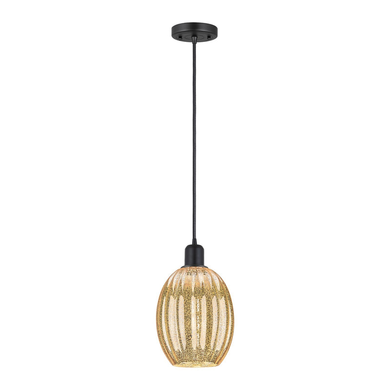 Innovations Preston Bulb 6.25in 1-Light Mini Pendant | Industrial Matte Black Steel and Mercury Glass | Kitchen Island & Dining | Model 900-1P-BK-G459-6ME
