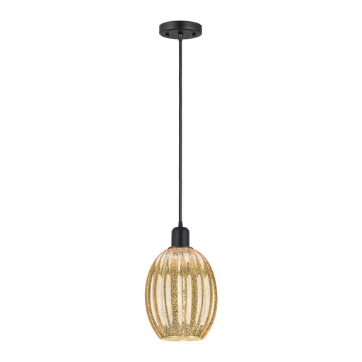 Innovations Preston Bulb 6.25in 1-Light Mini Pendant | Industrial Matte Black Steel and Mercury Glass | Kitchen Island & Dining | Model 900-1P-BK-G459-6ME