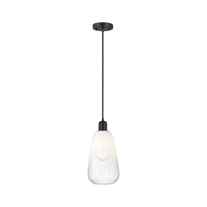 Innovations Brookhaven Almond 6in 1-Light Mini Pendant | Industrial Matte Black Steel and Opal Glass | Kitchen Island & Dining | Model 900-1P-BK-G480-6OP