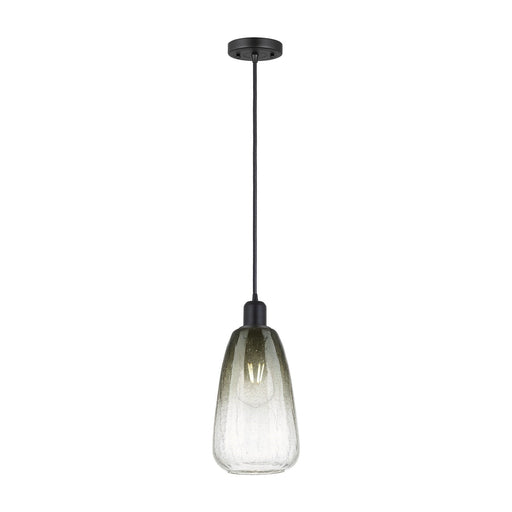 Innovations Brookhaven Almond 6in 1-Light Mini Pendant | Industrial Matte Black Steel and Slate Glass | Kitchen Island & Dining | Model 900-1P-BK-G480-6SL