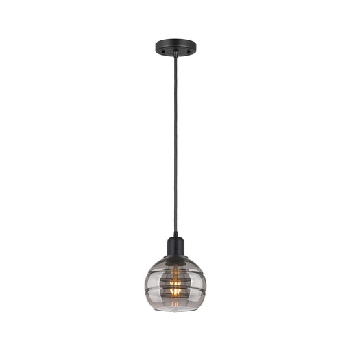 Innovations Rochester 6in 1-Light Mini Pendant | Industrial Matte Black Steel and Light Smoke Glass | Kitchen Island | Model 900-1P-BK-G556-6SM