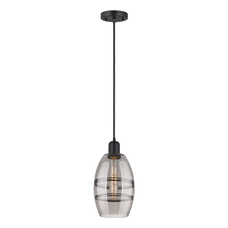 Innovations Vaz 6in 1-Light Mini Pendant | Industrial Matte Black Steel and Smoked Glass | Kitchen Island & Dining Room | Model 900-1P-BK-G557-6SM