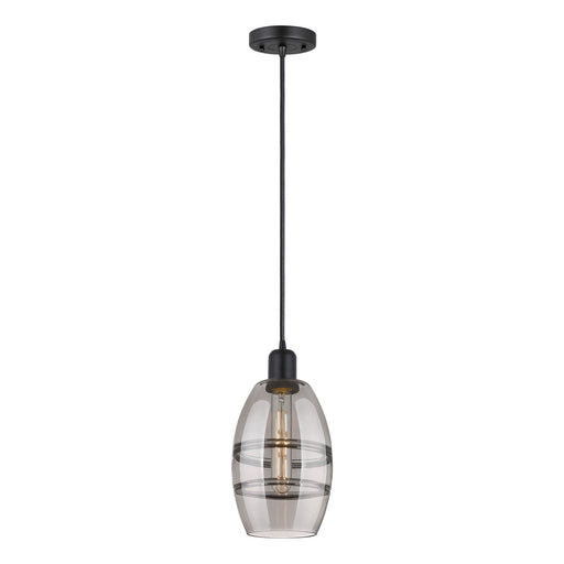 Innovations Vaz 6in 1-Light Mini Pendant | Industrial Matte Black Steel and Smoked Glass | Kitchen Island & Dining Room | Model 900-1P-BK-G557-6SM