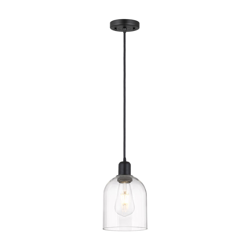 Innovations Bella 6in 1-Light Mini Pendant | Industrial Matte Black Steel and Clear Glass | Kitchen Island & Dining Room | Model 900-1P-BK-G558-6CL