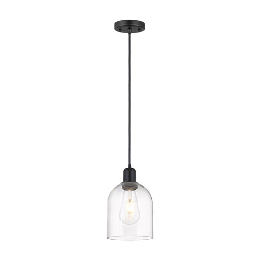 Innovations Bella 6in 1-Light Mini Pendant | Industrial Matte Black Steel and Clear Glass | Kitchen Island & Dining Room | Model 900-1P-BK-G558-6CL