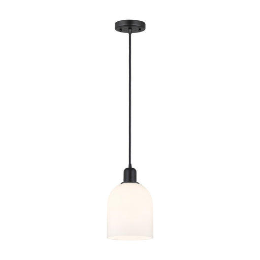 Innovations Bella 6in 1-Light Mini Pendant | Industrial Matte Black Steel and White Glass | Kitchen Island & Dining Room | Model 900-1P-BK-G558-6GWH