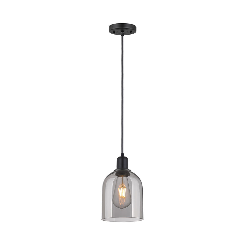 Innovations Bella 6in 1-Light Mini Pendant | Industrial Matte Black Steel and Light Smoke Glass | Kitchen Island | Model 900-1P-BK-G558-6SM