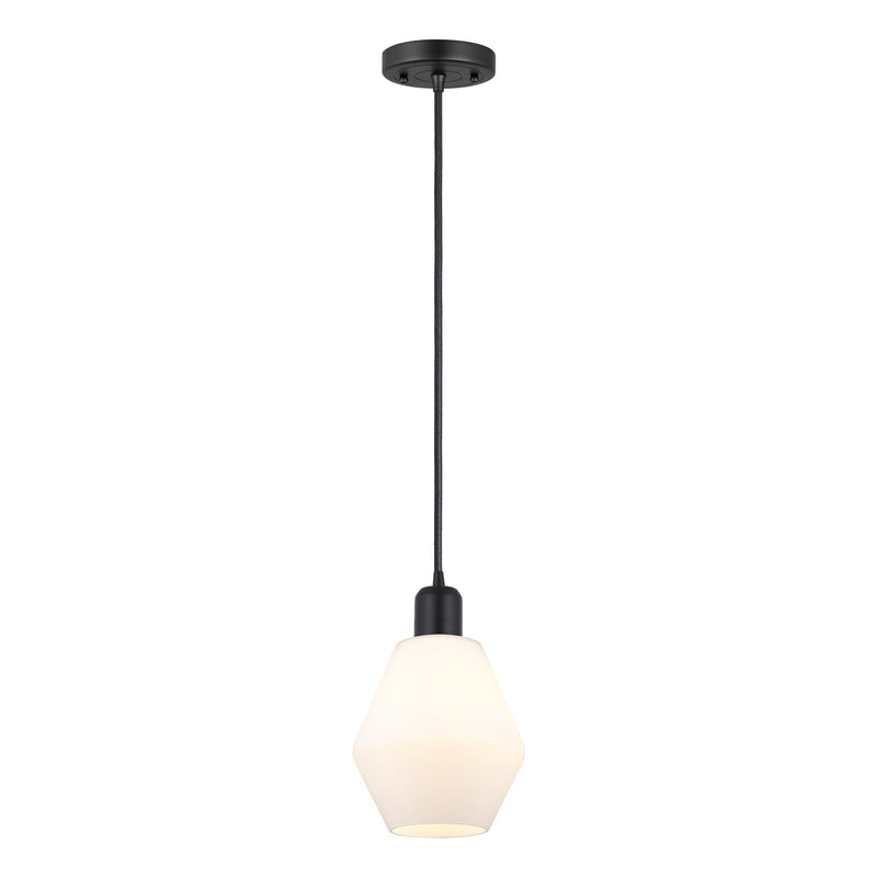 Innovations Cindyrella 6in 1-Light Mini Pendant | Industrial Matte Black Steel and Cased Matte White Glass | Kitchen Island & | Model 900-1P-BK-G651-6