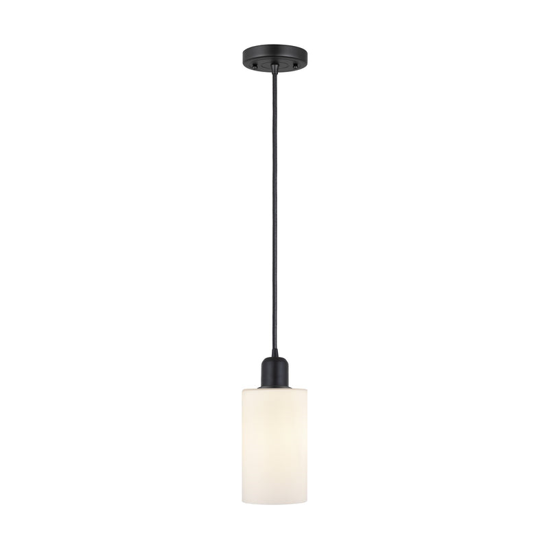 Innovations Clymer 4in 1-Light Mini Pendant | Industrial Matte Black Steel and Matte White Glass | Kitchen Island | Model 900-1P-BK-G801