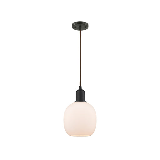 Innovations Belfast 6in 1-Light Mini Pendant | Industrial Oil Rubbed Bronze Steel and Cased Matte White Glass | Kitchen Island | Model 900-1P-OB-G101
