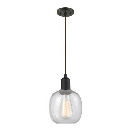 Innovations Belfast 6in 1-Light Mini Pendant | Industrial Oil Rubbed Bronze Steel and Seedy Glass | Kitchen Island | 6 x 6 x 9 in | Model 900-1P-OB-G104