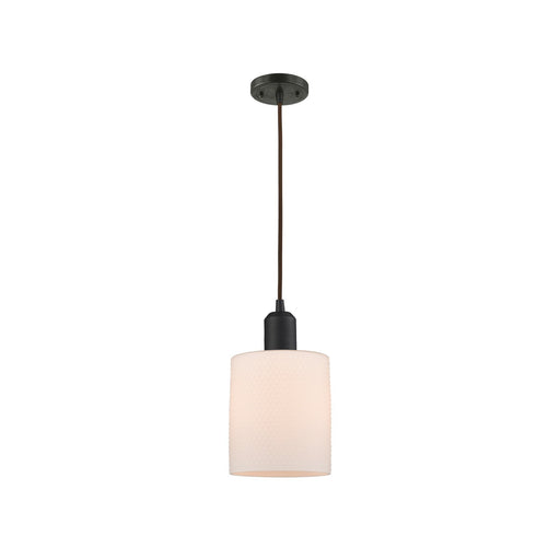 Innovations Cobbleskill 5in 1-Light Mini Pendant | Industrial Oil Rubbed Bronze Steel and Matte White Glass | Kitchen Island & | Model 900-1P-OB-G111