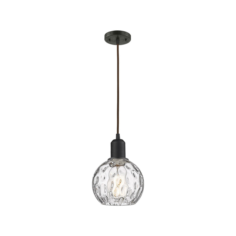 Innovations Athens Water Glass 6in 1-Light Mini Pendant | Industrial Oil Rubbed Bronze Steel and Clear Glass | Kitchen Island & | Model 900-1P-OB-G1215-6