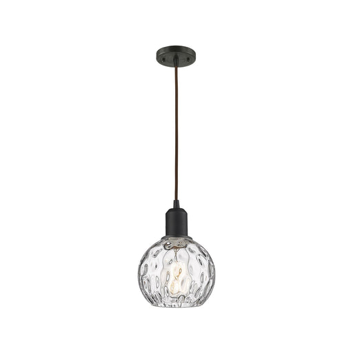 Innovations Athens Water Glass 6in 1-Light Mini Pendant | Industrial Oil Rubbed Bronze Steel and Clear Glass | Kitchen Island & | Model 900-1P-OB-G1215-6