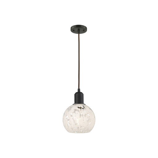 Innovations White Mouchette 6in 1-Light Mini Pendant | Industrial Oil Rubbed Bronze Steel and White Mouchette Glass | Kitchen | Model 900-1P-OB-G1216-6WM