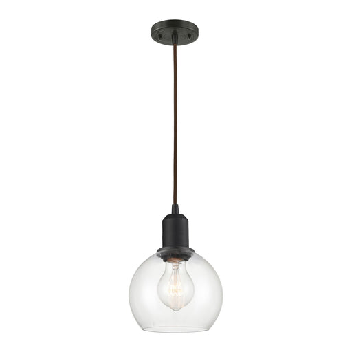 Innovations Athens 6in 1-Light Mini Pendant | Industrial Oil Rubbed Bronze Steel and Clear Glass | Kitchen Island & Dining Room | Model 900-1P-OB-G122-6