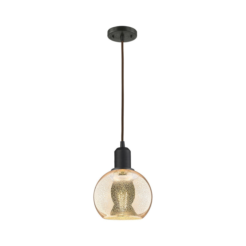 Innovations Athens 6in 1-Light Mini Pendant | Industrial Oil Rubbed Bronze Steel and Mercury Glass | Kitchen Island & Dining Room | Model 900-1P-OB-G128-6