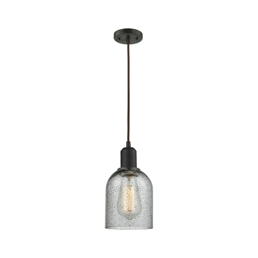 Innovations Caledonia 5in 1-Light Mini Pendant | Industrial Oil Rubbed Bronze Steel and Charcoal Glass | Kitchen Island | 5 x 9 in | Model 900-1P-OB-G257