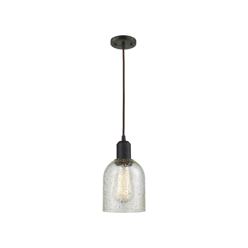 Innovations Caledonia 5in 1-Light Mini Pendant | Industrial Oil Rubbed Bronze Steel and Mica Glass | Kitchen Island & Dining Room | Model 900-1P-OB-G259