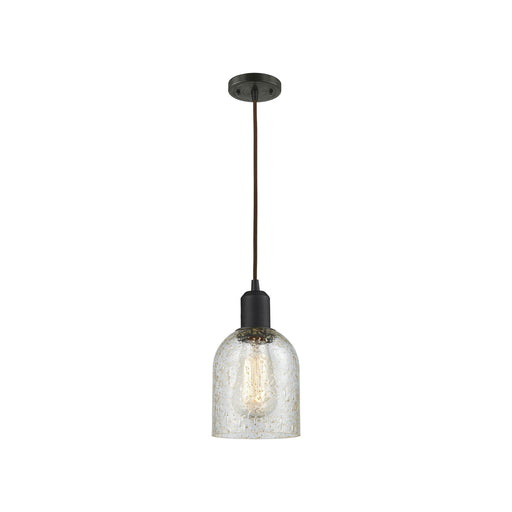 Innovations Caledonia 5in 1-Light Mini Pendant | Industrial Oil Rubbed Bronze Steel and Mica Glass | Kitchen Island & Dining Room | Model 900-1P-OB-G259