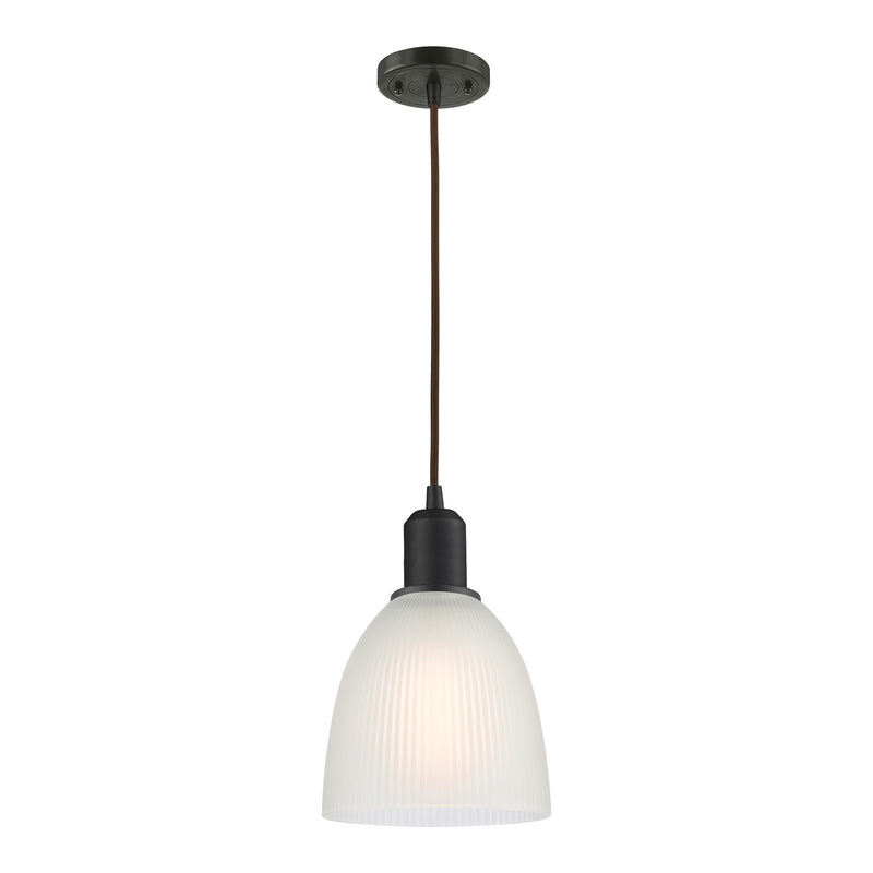 Innovations Castile 6in 1-Light Mini Pendant | Industrial Oil Rubbed Bronze Steel and White Glass | Kitchen Island & Dining Room | Model 900-1P-OB-G381