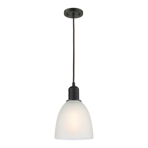 Innovations Castile 6in 1-Light Mini Pendant | Industrial Oil Rubbed Bronze Steel and White Glass | Kitchen Island & Dining Room | Model 900-1P-OB-G381