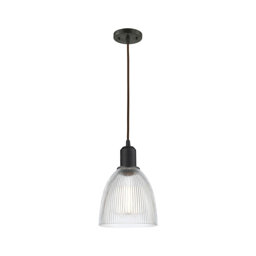 Innovations Castile 6in 1-Light Mini Pendant | Industrial Oil Rubbed Bronze Steel and Clear Glass | Kitchen Island & Dining Room | Model 900-1P-OB-G382