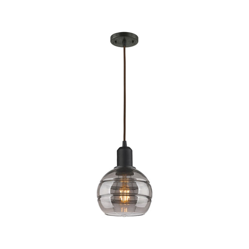 Innovations Rochester 6in 1-Light Mini Pendant | Industrial Oil Rubbed Bronze Steel and Light Smoke Smoked Glass | Kitchen | Model 900-1P-OB-G556-6SM