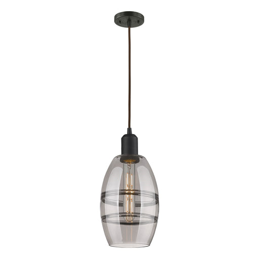 Innovations Vaz 6in 1-Light Mini Pendant | Industrial Oil Rubbed Bronze Steel and Light Smoke Glass | Kitchen Island & Dining | Model 900-1P-OB-G557-6SM