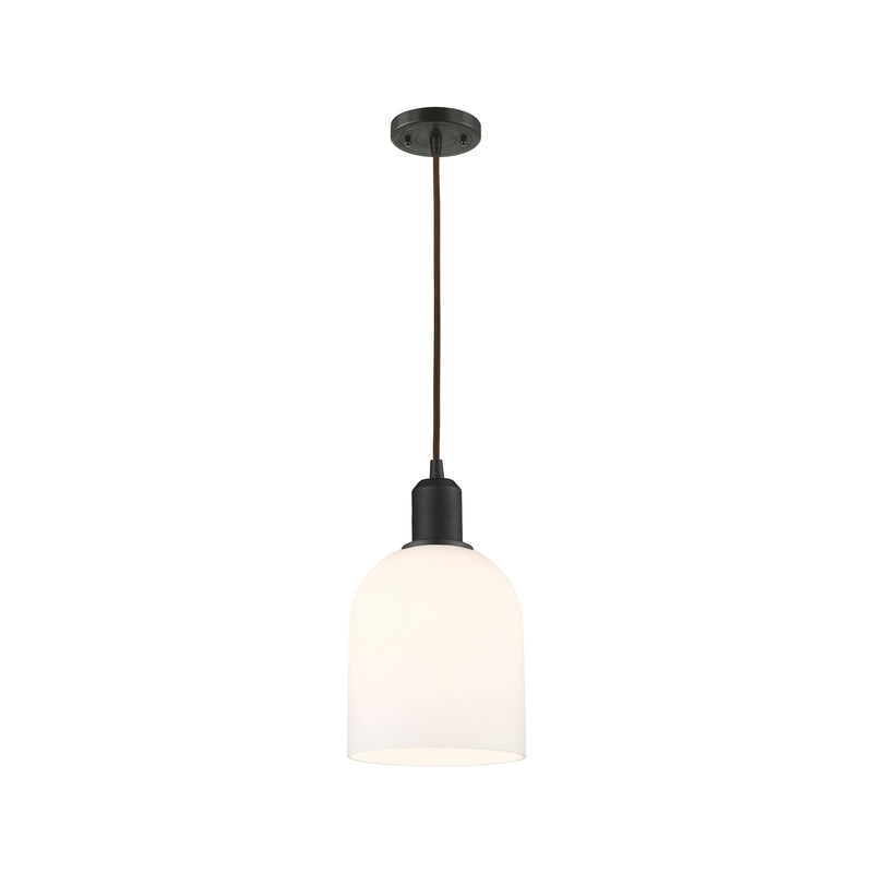 Innovations Bella 6in 1-Light Mini Pendant | Industrial Oil Rubbed Bronze Steel and White Glass | Kitchen Island & Dining Room | Model 900-1P-OB-G558-6GWH