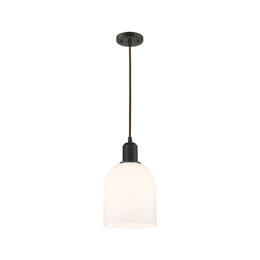 Innovations Bella 6in 1-Light Mini Pendant | Industrial Oil Rubbed Bronze Steel and White Glass | Kitchen Island & Dining Room | Model 900-1P-OB-G558-6GWH