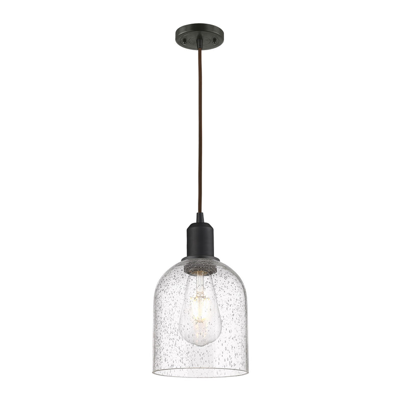Innovations Bella 6in 1-Light Mini Pendant | Industrial Oil Rubbed Bronze Steel and Seedy Glass | Kitchen Island | Model 900-1P-OB-G558-6SDY