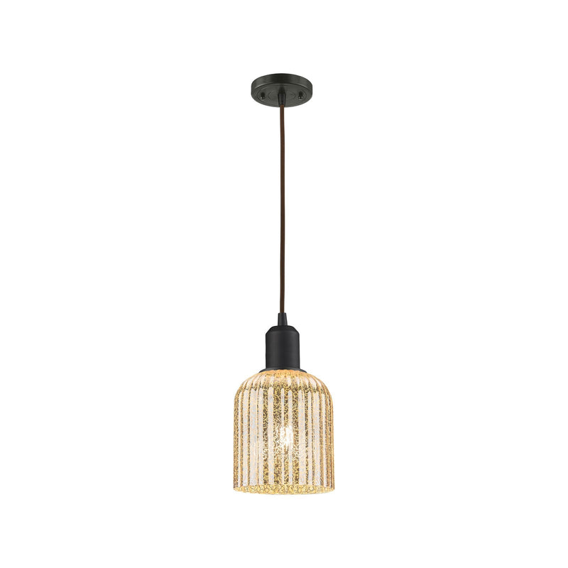 Innovations Bridal Veil 5in 1-Light Mini Pendant | Industrial Oil Rubbed Bronze Steel and Mercury Glass | Kitchen Island & | Model 900-1P-OB-G559-5ME