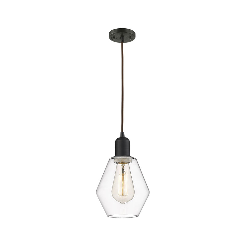 Innovations Cindyrella 6in 1-Light Mini Pendant | Industrial Oil Rubbed Bronze Steel and Clear Glass | Kitchen Island & Dining | Model 900-1P-OB-G652-6