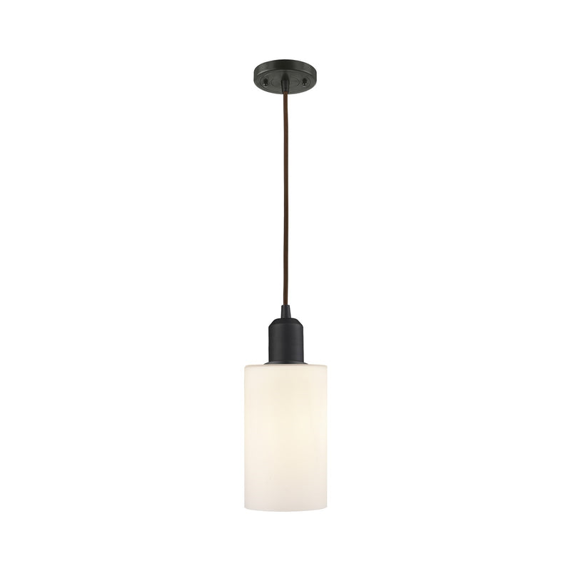 Innovations Clymer 4in 1-Light Mini Pendant | Industrial Oil Rubbed Bronze Steel and Matte White Glass | Kitchen Island | Model 900-1P-OB-G801