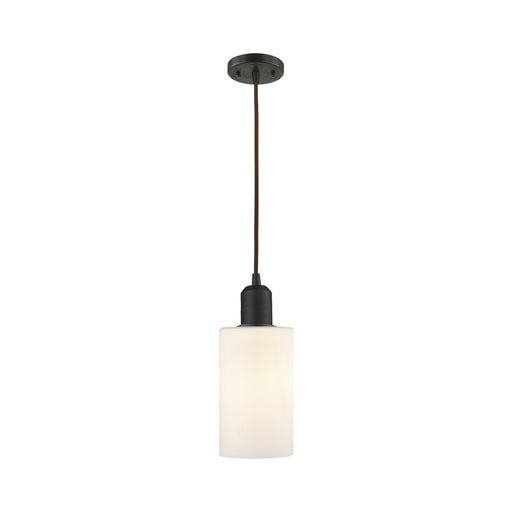 Innovations Clymer 4in 1-Light Mini Pendant | Industrial Oil Rubbed Bronze Steel and Matte White Glass | Kitchen Island | Model 900-1P-OB-G801
